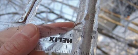 How to measure ice from freezing rain