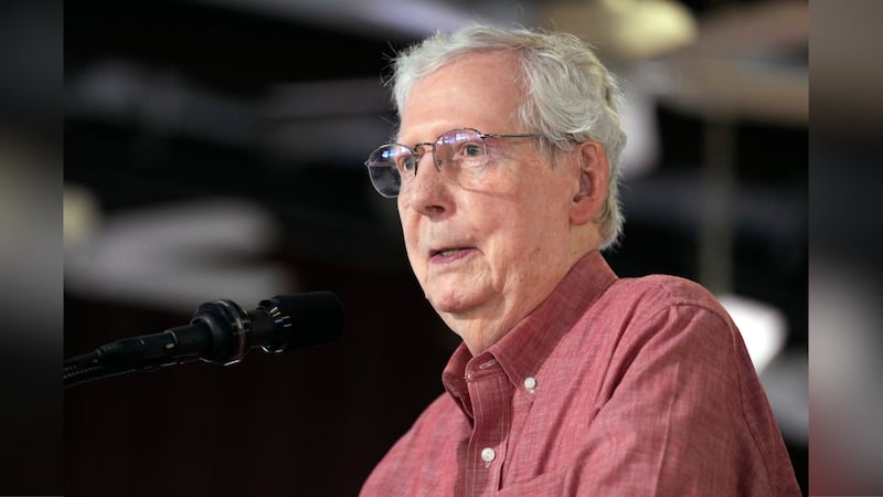 FILE -- Sen. Mitch McConnell, R-Ky., speaks at the annual Fancy Farm picnic Saturday, Aug. 2,...