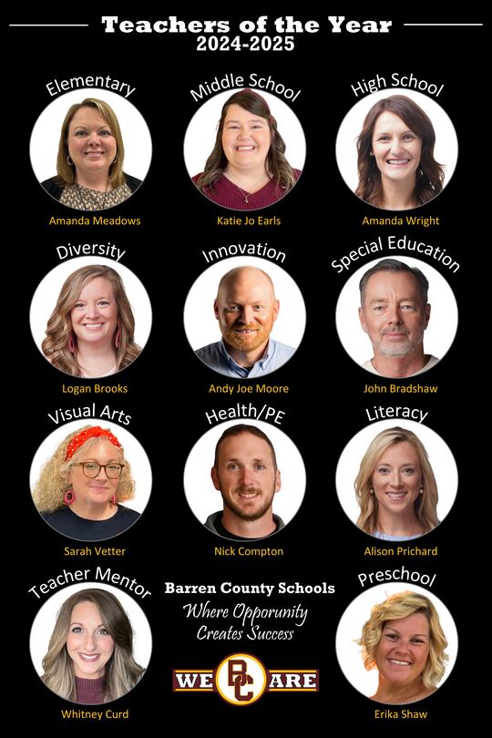 Barren County School District recognizes 202425 Teachers of the Year