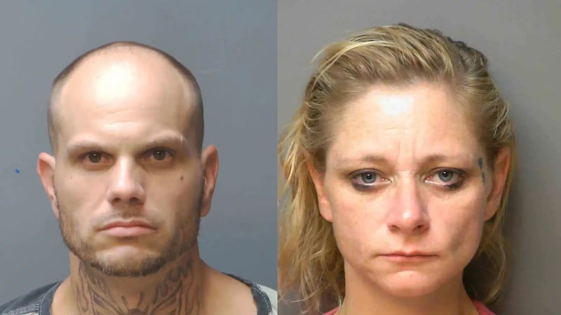 Dustin Kinser (left) and Teresa Kinlaw (right) were arrested on trafficking, drug...
