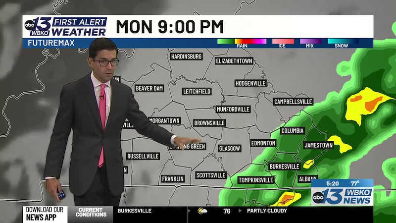 Tracking some areas of rain into Monday evening, but the passage of a cold front is going to...