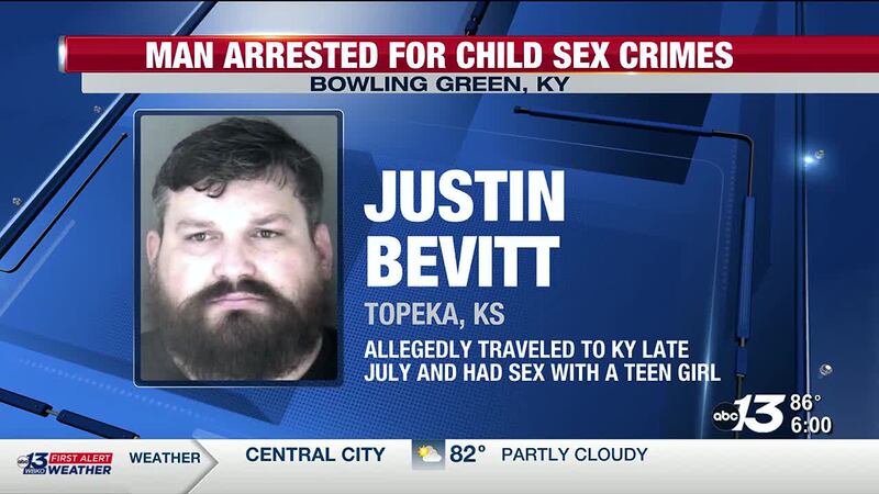 A man was arrested in Kanas after police say he traveled to Kentucky to meet up with a teenage...